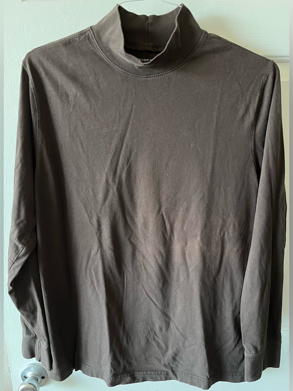 L.L. Bean Men's Long-Sleeve Mock Neck Shirt - Brown